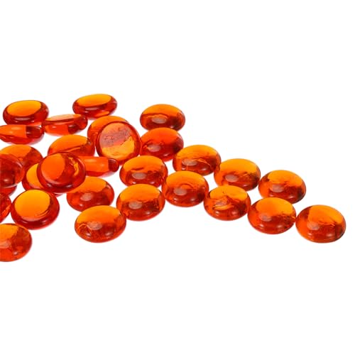 QUARKZMAN Glasperlen, 36 Stück Flache Glas-Edelsteine Transparent Orange Rot 0,44 lbs (0,67-0,87") Glas Murmeln Kieselsteine für Vasenfüller Aquarium Dekor DIY Handwerk von QUARKZMAN