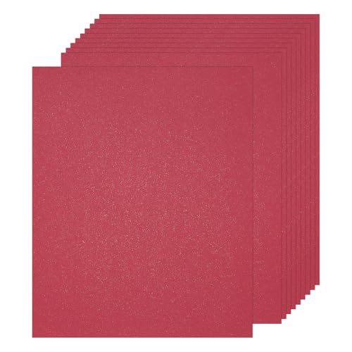 QUARKZMAN Glitzer Kartonpapier, 29,7 x 21 cm Rotes Glitzerpapier, Metall Kartonpapier für Kunstbedarf, Papierbasteln, DIY Basteln von QUARKZMAN