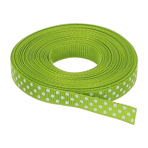 QUARKZMAN Grosgrain Farbbänder 25 Yards 0.4" Fresh Grün mit Weiß Punkte Farbband Schleife Dekoration für Handwerk Geschenk Verpackung Hochzeit Basteln Handarbeit von QUARKZMAN