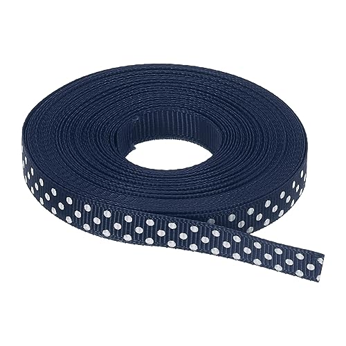 QUARKZMAN Grosgrain Farbbänder 25 Yards 0.4" Marine Blau mit Weiß Punkte Farbband Schleife Dekoration für Handwerk Geschenk Verpackung Hochzeit Basteln Handarbeit von QUARKZMAN