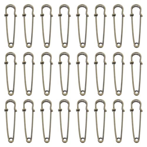 QUARKZMAN Große Sicherheitsnadeln 50mm / 2 Zoll Metall Riesige Nähsicherheitsnadeln Clips für Damenbekleidung Kleid Hosen Rock Taille, Bronze, 24 Stück von QUARKZMAN