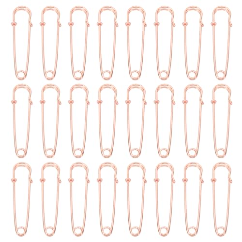 QUARKZMAN Große Sicherheitsnadeln 70mm / 2,76 Zoll Metall Riesige Nähsicherheitsnadeln Clips für Damenbekleidung Kleid Hosen Rock Taille, Roségold, 24 Stück von QUARKZMAN