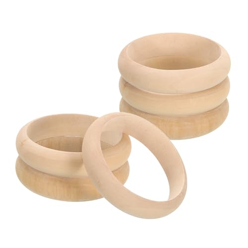 QUARKZMAN Holzarmband, 6 Stück 87mm - Retro-Makramee-Ringe aus Holz, unbehandelter glatter Holzkreis, Holzringe für Bastelarbeiten, Schmuck, DIY-Herstellung, Wohnkultur von QUARKZMAN