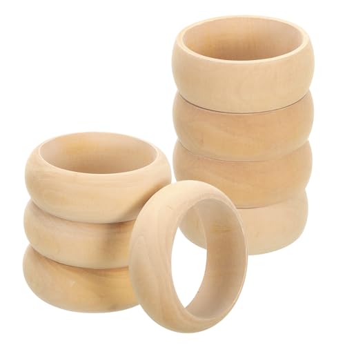 QUARKZMAN Holzarmband, 8 Stück 81mm - Retro-Makramee-Ringe aus Holz, unbehandelte glatte Holzkreise, Holzringe für Bastelarbeiten, Schmuck, DIY-Herstellung, Wohnkultur von QUARKZMAN