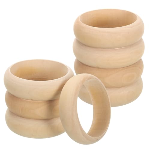 QUARKZMAN Holzarmband, 8 Stück 85mm - Retro-Makramee-Ringe aus Holz, unbehandelte glatte Holzkreise, Holzringe für Bastelarbeiten, Schmuck, DIY-Herstellung, Wohnkultur von QUARKZMAN