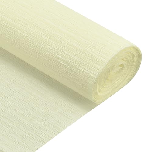 QUARKZMAN Krepppapier 50 x 210 cm Kräuselpapier Pastell Crepe Paper Seidenpapier Floristenkrepp Crepe-Papier zum Basteln Dekoration Geschenk Verpackung Blumen, Leuchtendes Gelb von QUARKZMAN