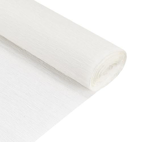 QUARKZMAN Krepppapier 50 x 210 cm Kräuselpapier Pastell Crepe Paper Seidenpapier Floristenkrepp Crepe-Papier zum Basteln Dekoration Geschenk Verpackung Blumen, Weiß von QUARKZMAN