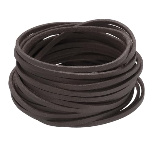 QUARKZMAN Kunstlederschnur Wildlederschnur, 5,5 Yards 2,6 mm Flaches Seil für Armband Halskette Perlen Schmuck DIY Kunsthandwerk, Dunkelbraun, 1 Packung von QUARKZMAN