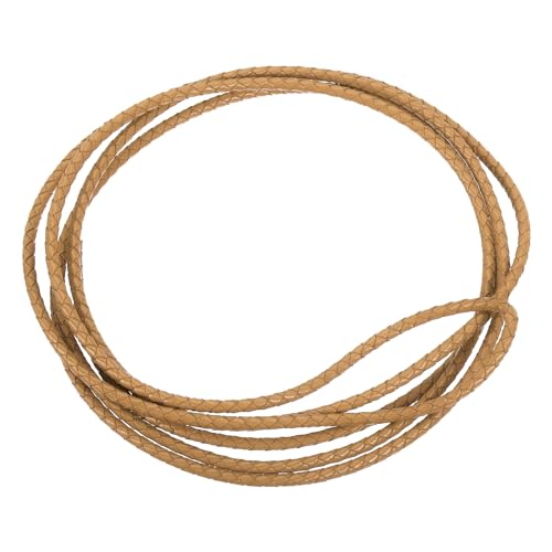 QUARKZMAN Lederband, 2,2 Meter, 4 mm Durchmesser, geflochtener Streifen für Geldbörse, Handtasche, Schnürsenkel, DIY-Basteln, Armbandherstellung, Beige von QUARKZMAN