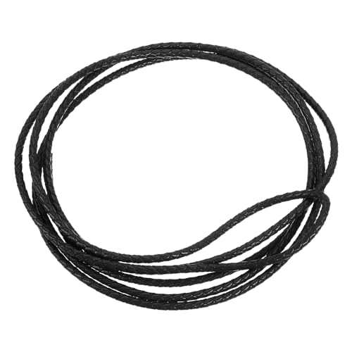 QUARKZMAN Lederband, 2,2 Meter, 4 mm Durchmesser, geflochtener Streifen für Geldbörse, Handtasche, Schnürsenkel, DIY-Basteln, Armbandherstellung, Schwarz von QUARKZMAN