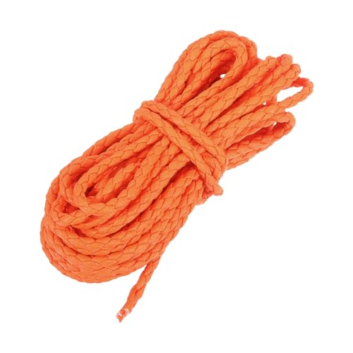 QUARKZMAN Lederband, 5,47 Meter, 3 mm Durchmesser, PU-Flechtgarn für Tasche, Handtasche, Schnürsenkel, DIY-Basteln, Armbandherstellung, Orange Rot von QUARKZMAN