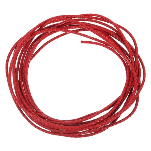 QUARKZMAN Lederband, 5,5 Meter, 3 mm Durchmesser, geflochtener Streifen für Geldbörse, Handtasche, Schnürsenkel, DIY-Basteln, Armbandherstellung, Rot von QUARKZMAN