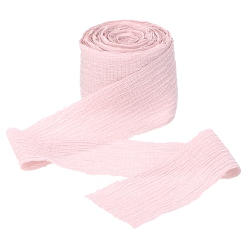 QUARKZMAN Leichtes Rosa Band aus Kräusel-Chiffon, 1 1/2 Zoll handgefertigtes Tüllstoff-Seidenband breit für Blumenstrauß Geschenkverpackung DIY Basteln Hochzeit von QUARKZMAN