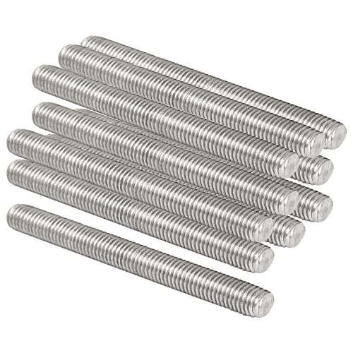 QUARKZMAN M10 x 100mm 1.5mm Steigung Vollgewindestangen x 10 Stück 304 Edelstahl Außengewindestange für Bolzen und Klemmen und Aufhänger und U-Bolzen Silber von QUARKZMAN