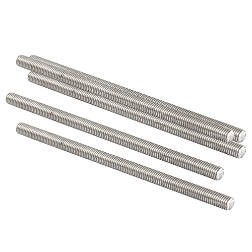 QUARKZMAN M5 x 100mm 0.8mm Steigung Vollgewindestangen x 5 Stück 304 Edelstahl Außengewindestange für Bolzen und Klemmen und Aufhänger und U-Bolzen Silber von QUARKZMAN