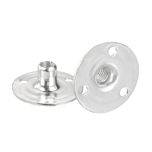 QUARKZMAN M6 Brad Hole Tee Nut, 12 Stück Kohlenstoffstahl Runde Basis Einschraub-T-Nüsse Möbelbeschläge Flansch Gewindeeinsatzmuttern, M6x28x1,2mm von QUARKZMAN