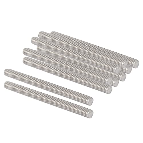 QUARKZMAN M6 x 70mm 1mm Steigung Vollgewindestangen x 10 Stück 304 Edelstahl Außengewindestange für Bolzen und Klemmen und Aufhänger und U-Bolzen Silber von QUARKZMAN