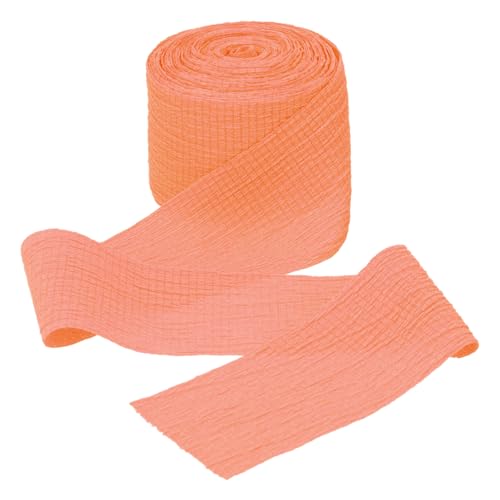 QUARKZMAN Oranges Band Kräusel Chiffon, 1 1/2 Zoll Handgefertigtes Tüllstoff Seidenband Stoff Breit für Blumenstrauß Geschenkverpackung DIY Handwerk Hochzeit von QUARKZMAN