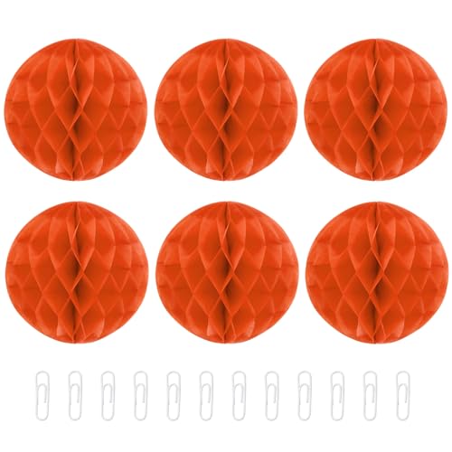 QUARKZMAN Papier-Pompons Blumenbälle 6 Zoll Papier-Tissue-Blumenbälle für Party-Blumendekoration Hochzeit Geburtstag Wohnkultur Packung mit 6, Orange von QUARKZMAN