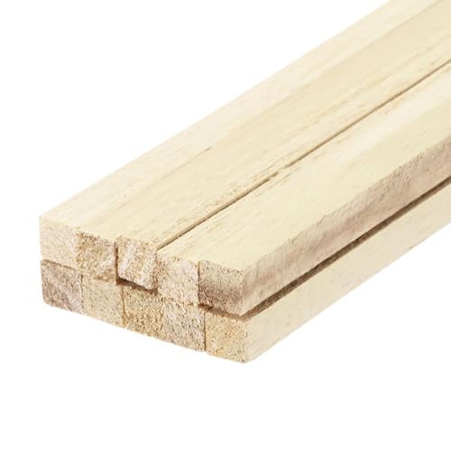 QUARKZMAN Quadratische Holzstäbe, 9,84"x0,08"x0,08" Rundstab aus unbehandeltem Hartholz für Bastelzweige, Holzstäbe für DIY-Projekte, Packung mit 10 Stück von QUARKZMAN