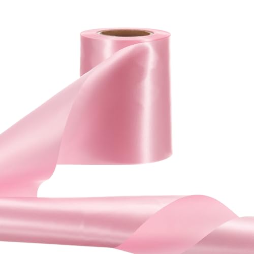 QUARKZMAN Rosa Satinband 4 Zoll x 25 Yards Polyester Einfarbiges Geschenkband für Blumensträuße, Geschenkverpackungen, Basteln, Haarbänder, Hochzeitsfeier-Kartendekoration von QUARKZMAN