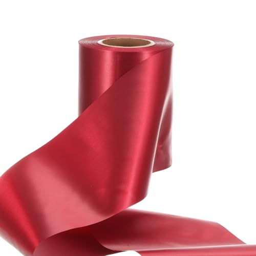 QUARKZMAN Rotes Satinband 4 Zoll x 25 Yards Polyester Einseitiges Einfarbiges Geschenkband für Blumenstrauß, Geschenkverpackung, Basteln, Haarbänder, Hochzeitsfeierkarten-Dekoration von QUARKZMAN