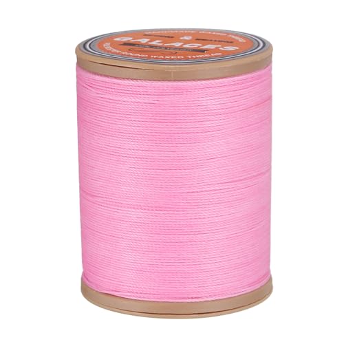 QUARKZMAN Runde Leder Nähwachs Faden, 220m / 240 Yards Polyester Wachs Schnur, 420D Wachs Nähen Kordel für Lederhandwerk, Buchbinden, geflochtene Armbänder, Pink von QUARKZMAN