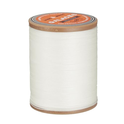 QUARKZMAN Rundes Leder-Nähwachs-Garn, 220m / 240 Yards Polyester Wachs-Schnur, 420D Wachs-Nähfaden für Lederhandwerk, Buchbinden, geflochtene Armbänder, Cremefarbe von QUARKZMAN