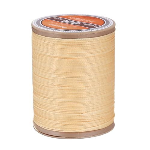 QUARKZMAN Rundes Leder-Nähwachs-Garn, 220m / 240 Yards Polyester Wachs-Schnur, 420D Wachs-Nähfaden für Lederhandwerk, Buchbinden, geflochtene Armbänder, Hellbeige von QUARKZMAN