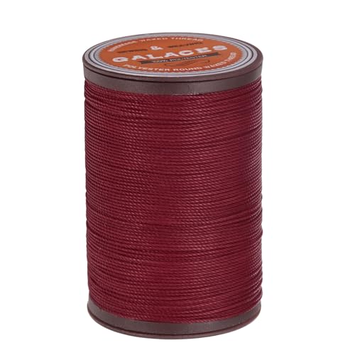 QUARKZMAN Rundes Leder-Nähwachs-Garn, 80m / 87 Yards Wachs-Polyester-Schnur, 0,55mm Gewachstes Nähgarn für Lederhandwerk, Buchbinden, geflochtene Armbänder, Burgunder von QUARKZMAN