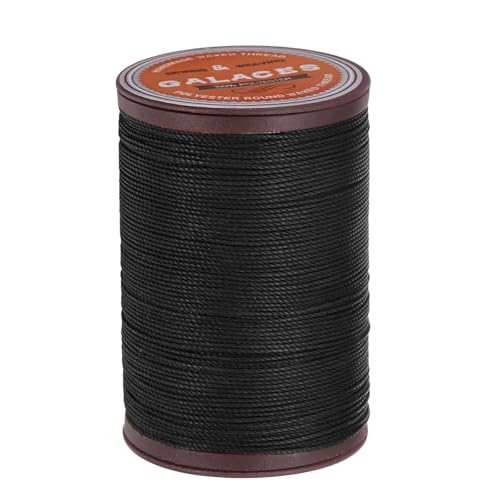 QUARKZMAN Rundes Leder-Nähwachs-Garn, 80m / 87 Yards Wachs-Polyester-Schnur, 0,55mm Gewachstes Nähgarn für Lederhandwerk, Buchbinden, geflochtene Armbänder, Schwarz von QUARKZMAN