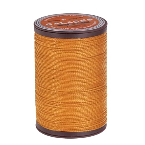 QUARKZMAN Rundes Leder-Nähwachs-Garn, 80m / 87 Yards Wachs-Polyester-Schnur, 0,55mm Gewachstes Nähgarn für Lederhandwerk, Buchbinden, geflochtene Armbänder, Sonnenorange von QUARKZMAN