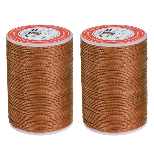 QUARKZMAN Rundes Leder-Nähwachs-Garn, 85m / 93 Yards Polyester Wachs-Schnur, 0,65mm Wachs-Nähkordel für Lederhandwerk, Buchbinden, geflochtene Armbänder, Dunkelbraun, 2 Stück von QUARKZMAN