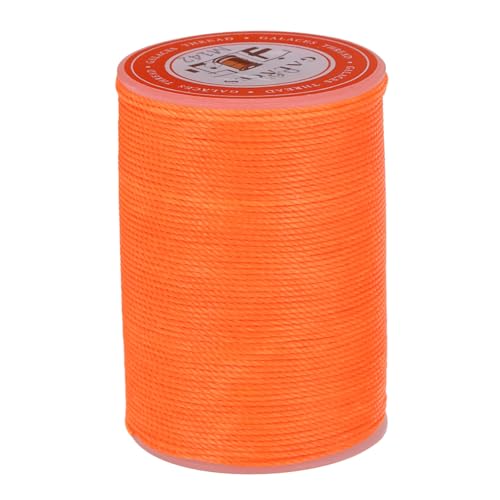 QUARKZMAN Rundes Leder-Nähwachs-Garn, 85m / 93 Yards Wachs-Polyester-Schnur, 0,65mm Gewachstes Nähgarn für Lederhandwerk, Buchbinden, geflochtene Armbänder, Flammenorange von QUARKZMAN