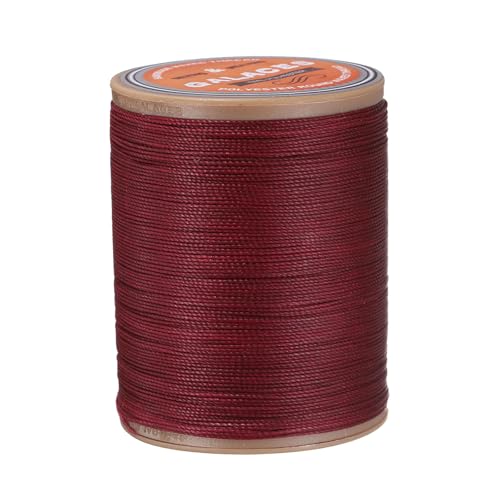 QUARKZMAN Rundes Leder-Nähwachs-Thread, 220m / 240 Yards Polyester Wachs-Schnur, 420D Wachs-Nähfaden für Lederhandwerk, Buchbinden, geflochtene Armbänder, Burgunder von QUARKZMAN