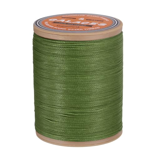 QUARKZMAN Rundes Leder-Nähwachs-Thread, 220m / 240 Yards Polyester Wachs-Schnur, 420D Wachs-Nähfaden für Lederhandwerk, Buchbinden, geflochtene Armbänder, Grasgrün von QUARKZMAN