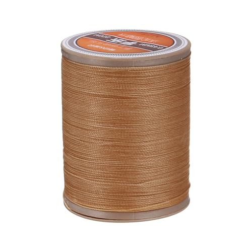 QUARKZMAN Rundes Leder-Nähwachs-Thread, 220m / 240 Yards Polyester Wachs-Schnur, 420D Wachs-Nähgarn für Lederhandwerk, Buchbinden, geflochtene Armbänder, Hellbraun von QUARKZMAN