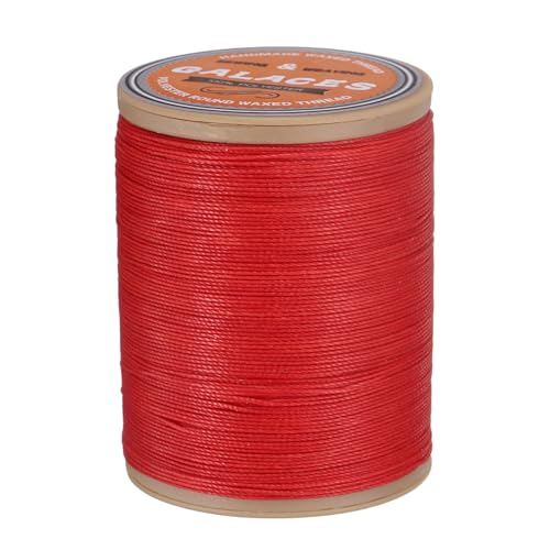 QUARKZMAN Rundes Leder-Nähwachs-Thread, 220m / 240 Yards Polyester Wachs-Schnur, 420D Wachs-Nähgarn für Lederhandwerk, Buchbinden, geflochtene Armbänder, Rot von QUARKZMAN