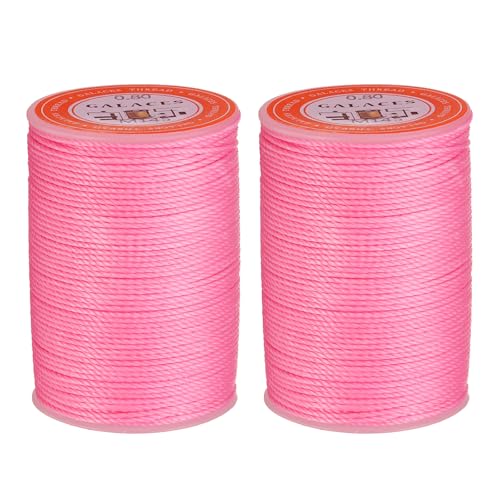 QUARKZMAN Rundes Leder-Nähwachs-Thread, 55m / 60 Yards Polyester Wachsschnur, 0,80mm Wachs-Nähkordel für Lederhandwerk, Buchbinden, geflochtene Armbänder, Rose, 2 Stück von QUARKZMAN