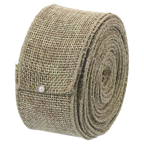 QUARKZMAN Sackleinen Wired Band 40mm x 9.1m Dunkel Natürlich Farbe Stoff Band Rolle Sackleinen Draht Kante Band Dekor für Geschenk Verpackung Heimwerken Kunsthandwerk Schleifen Herstellung von QUARKZMAN