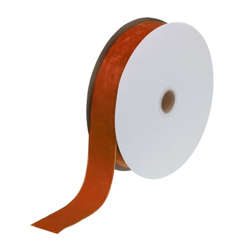 QUARKZMAN Samt Schleifenband 4 cm x 9 Meter Schmuckband Geschenkband Vintage Stoffband Dekoband für Weihnachten Hochzeit Basteln Geschenkverpackung Hochzeit Party, Dunkelorange von QUARKZMAN