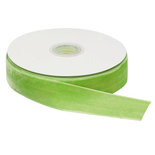 QUARKZMAN Samtband 3/4 Zoll x 15 Yard Einseitig auf Spule Seidig für DIY Basteln Geschenkverpackung Schleifen Dekoration Frisches Grün von QUARKZMAN