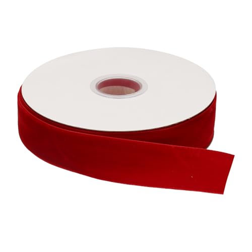 QUARKZMAN Samtband 3/4 Zoll x 15 Yard Einseitig auf Spule Seidig für DIY Basteln Geschenkverpackung Schleifen Dekoration Rot von QUARKZMAN