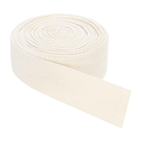 QUARKZMAN Schrägband, 1 Stück 11 Yard x 40mm - Baumwollstoffband, Rolle Schrägband für Kleidung, Accessoires, Taschen (Beige Weiß) von QUARKZMAN