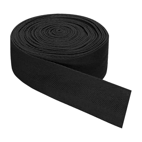 QUARKZMAN Schrägband, 1 Stück 11 Yard x 40mm - Baumwollstoffband, Rolle Schrägband für Kleidung, Accessoires, Taschen (Schwarz) von QUARKZMAN