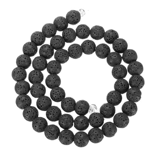 QUARKZMAN Schwarze Vulkangestein-Perlen 8mm Ätherisches Öl Diffusor Vulkangestein lose runde Perle für DIY Schmuck Armband (1 Strang, 51 Stück) von QUARKZMAN