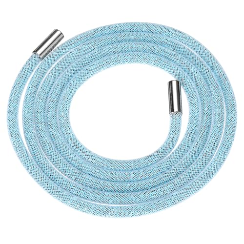 QUARKZMAN Strass Tube Seil 138cm Runde Diamant Tube Schnur für DIY Kordelzug Jogginghose Gürtel Bekleidungszubehör Weißes Netz Seeblau von QUARKZMAN