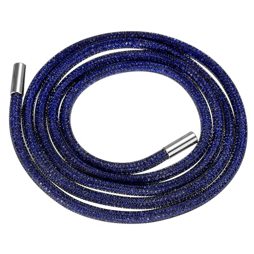 QUARKZMAN Strass Tube Seil 138cm Runder Diamant Tube String für DIY Kordelzug-Sweatpants-Gürtel Bekleidungszubehör Schwarz Mesh Dunkelblau von QUARKZMAN