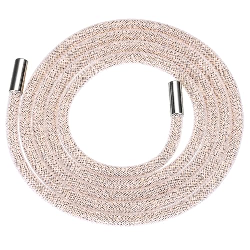 QUARKZMAN Strass Tube Seil 138cm Runder Diamant Tube String für DIY Kordelzug-Sweatpants-Gürtel Bekleidungszubehör weißes Netz Champagner von QUARKZMAN