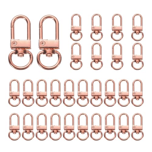 QUARKZMAN Swivel Lobster Claw Clasps Schlüsselanhänger, 30 Stück Schwenk-Lanyards Trigger Snap Haken Gurt Schlüsselring für Schmuckherstellung DIY Handwerk Zubehör, Roségold von QUARKZMAN